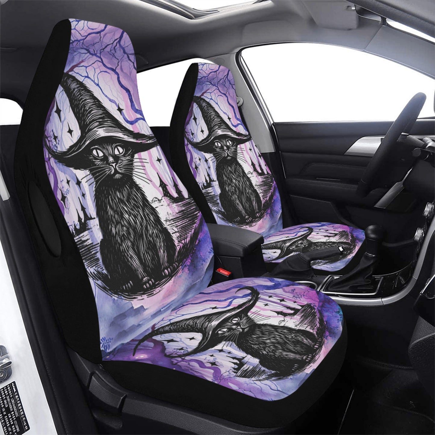 Witchy Black Cat Gothic Car Seat Cover-MoonChildWorld