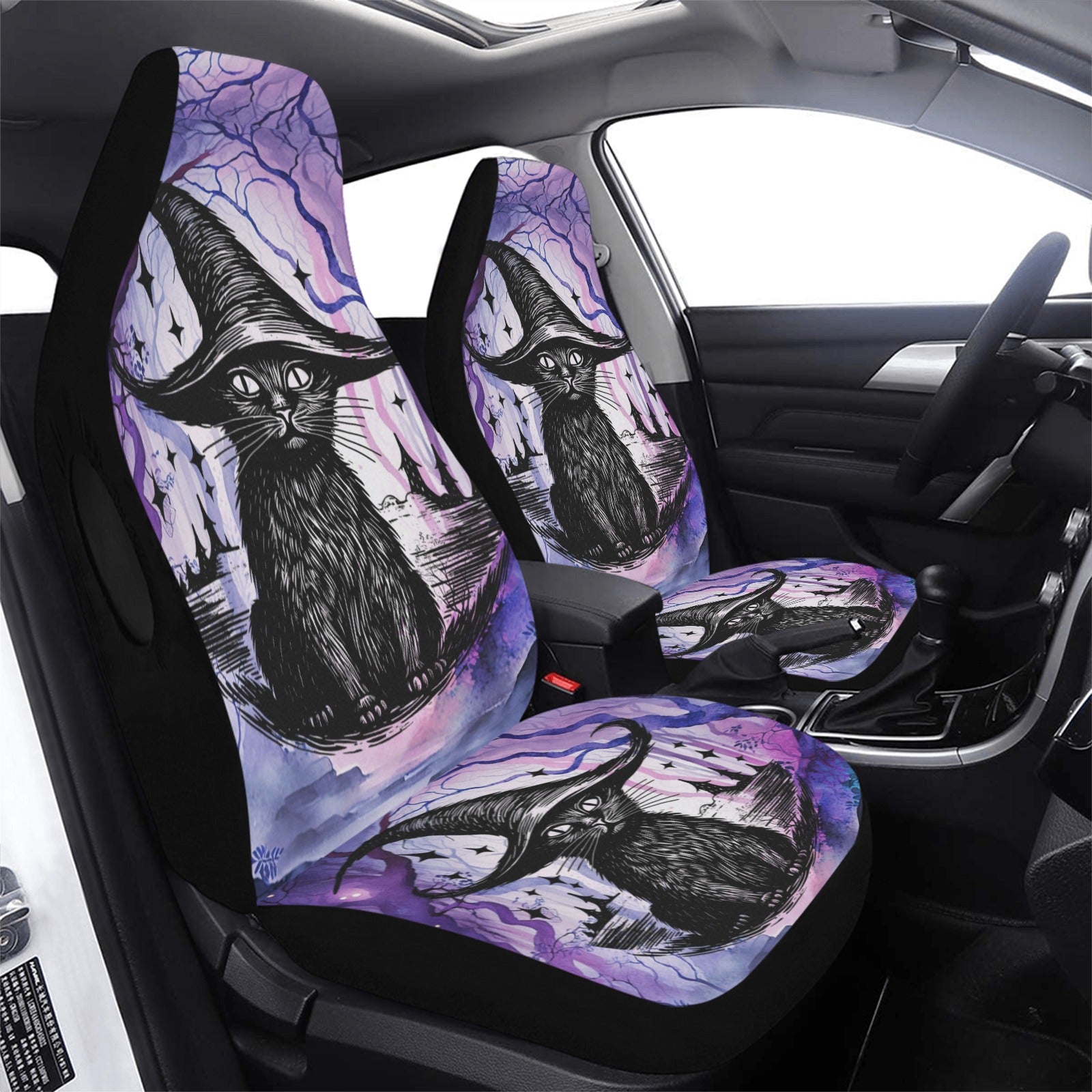 Witchy Black Cat Gothic Car Seat Cover-MoonChildWorld