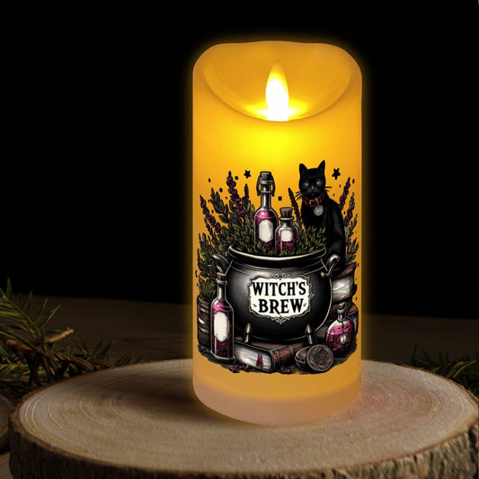 Witchy Black Cat Halloween Flameless LED Candle-MoonChildWorld
