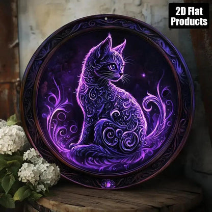 Witchy Black Cat Metal Sign Wall Art - Wiccan Halloween & Christmas Decor-MoonChildWorld