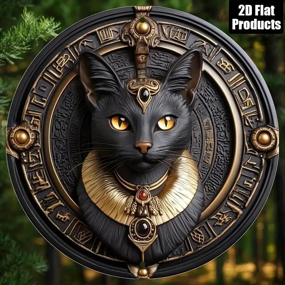 Witchy Black Cat Metal Sign Wall Art - Wiccan Halloween & Christmas Decor-MoonChildWorld