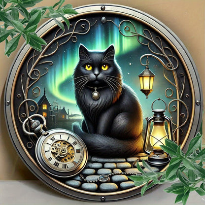 Witchy Black Cat Metal Sign Wall Art - Wiccan Halloween & Christmas Decor-MoonChildWorld