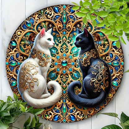 Witchy Black Cat Metal Sign Wall Art - Wiccan Halloween & Christmas Decor-MoonChildWorld