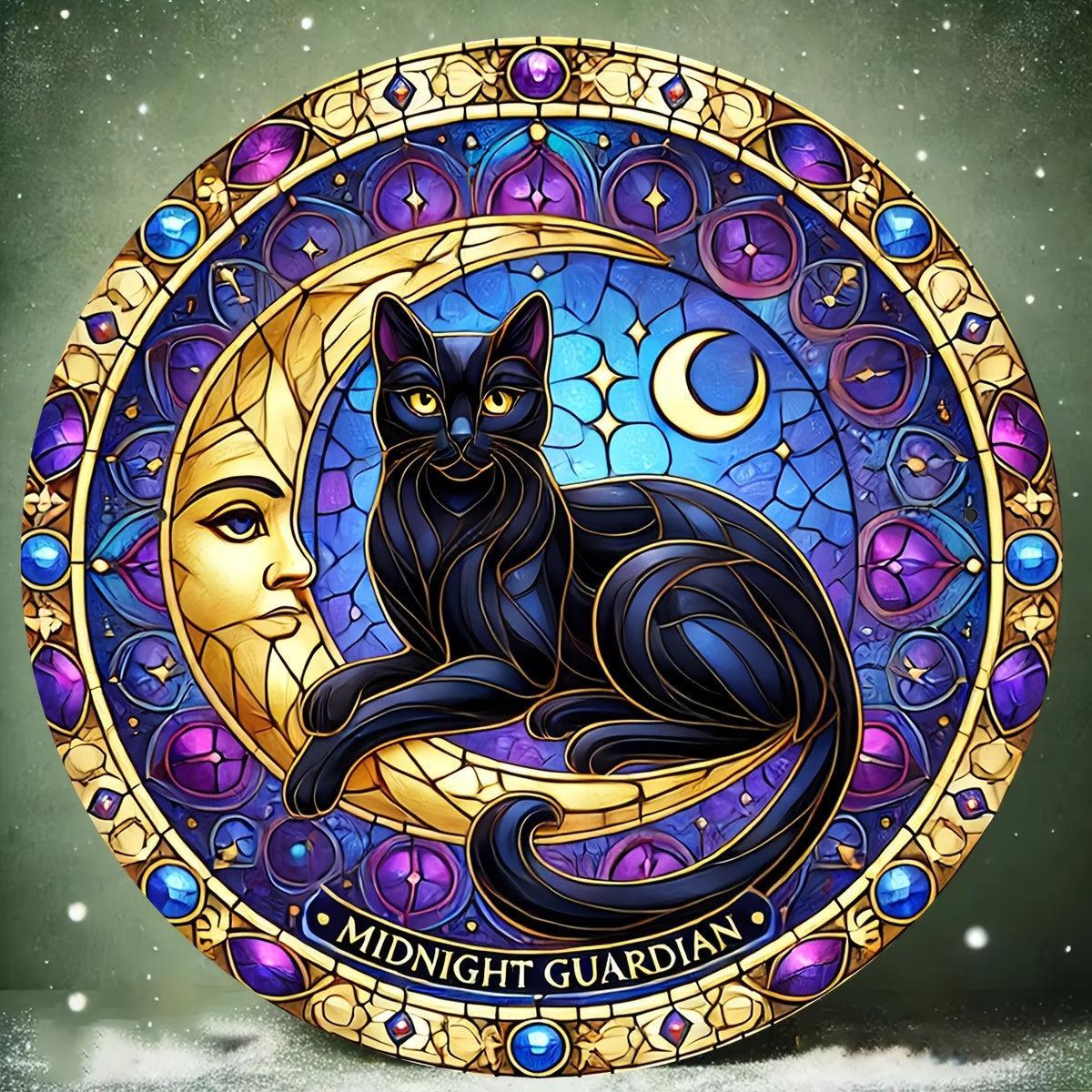 Witchy Black Cat Metal Sign Wall Art - Wiccan Halloween & Christmas Decor-MoonChildWorld
