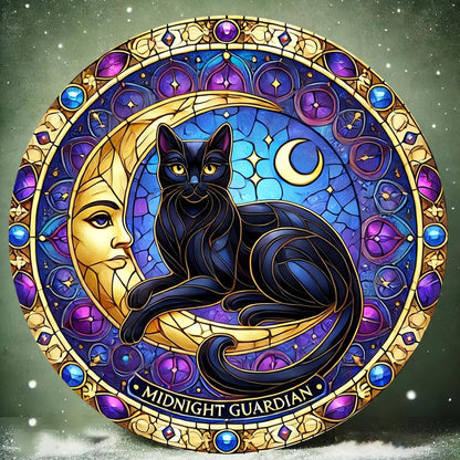 Witchy Black Cat Metal Sign Wall Art - Wiccan Halloween & Christmas Decor-MoonChildWorld