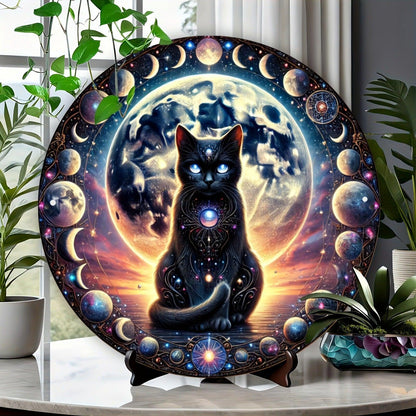 Witchy Black Cat Metal Sign Wall Art - Wiccan Halloween & Christmas Decor-MoonChildWorld