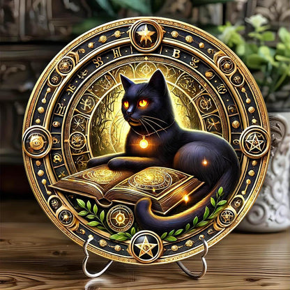 Witchy Black Cat Metal Sign Wall Art - Wiccan Halloween & Christmas Decor-MoonChildWorld
