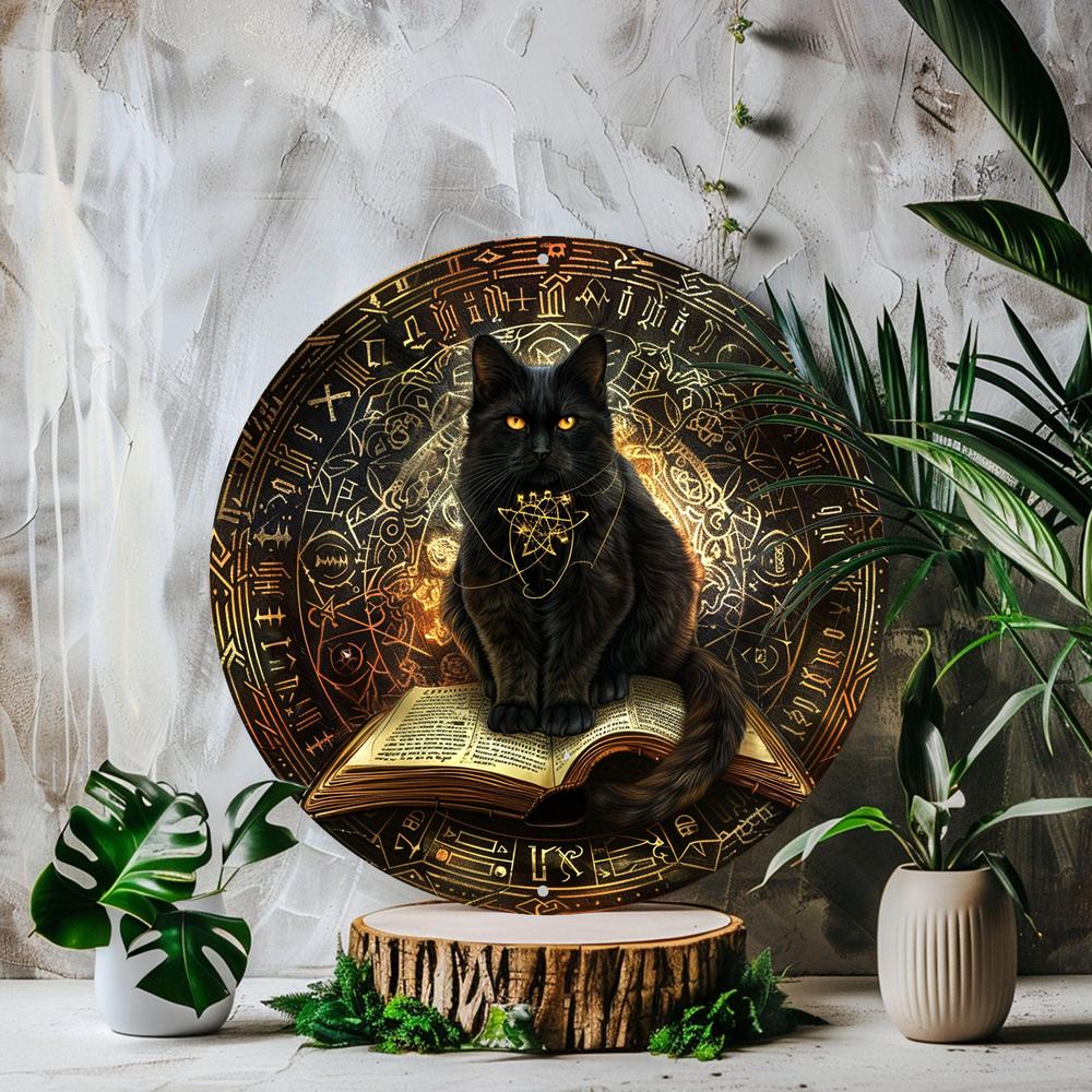Witchy Black Cat Metal Sign Witchcraft Wall Sign Wicca Home Decor-MoonChildWorld