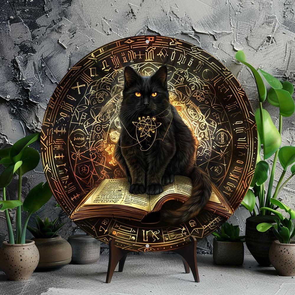 Witchy Black Cat Metal Sign Witchcraft Wall Sign Wicca Home Decor-MoonChildWorld