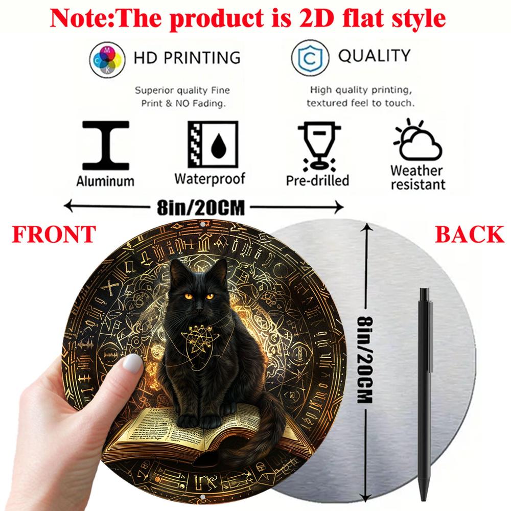 Witchy Black Cat Metal Sign Witchcraft Wall Sign Wicca Home Decor-MoonChildWorld