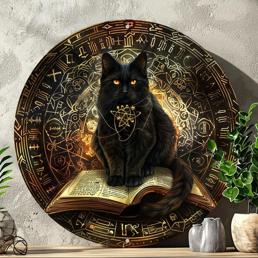 Witchy Black Cat Metal Sign Witchcraft Wall Sign Wicca Home Decor-MoonChildWorld
