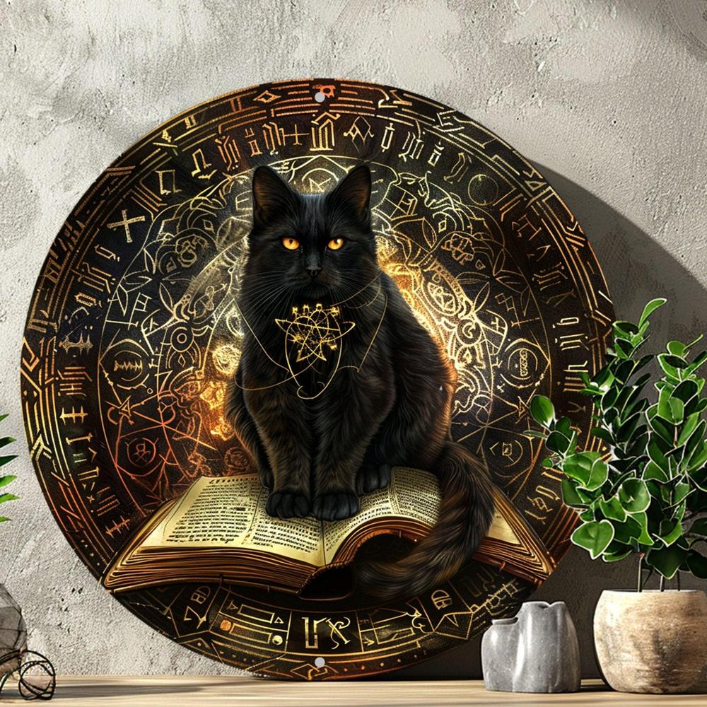 Witchy Black Cat Metal Sign Witchcraft Wall Sign Wicca Home Decor-MoonChildWorld