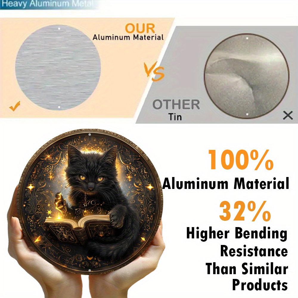 Witchy Black Cat Reading Book Metal Sign Magic Home Decor-MoonChildWorld