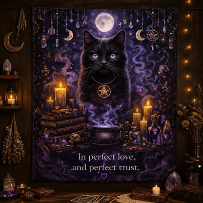 Witchy Black Cat Triple Moon Tapestry – Gothic Wiccan Witchcraft Wall Hanging_mockup_2.webp