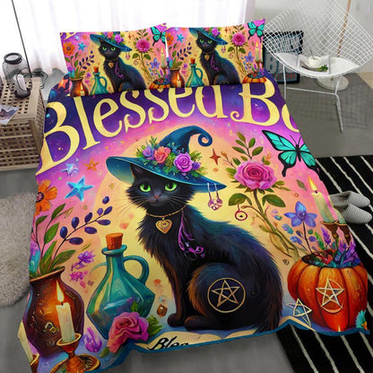 Witchy Black cat Bedding Set Witch Home Decor-MoonChildWorld