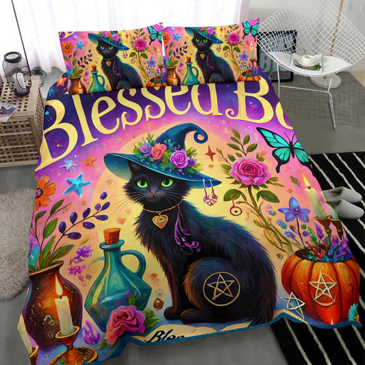 Witchy Black cat Bedding Set Witch Home Decor-MoonChildWorld
