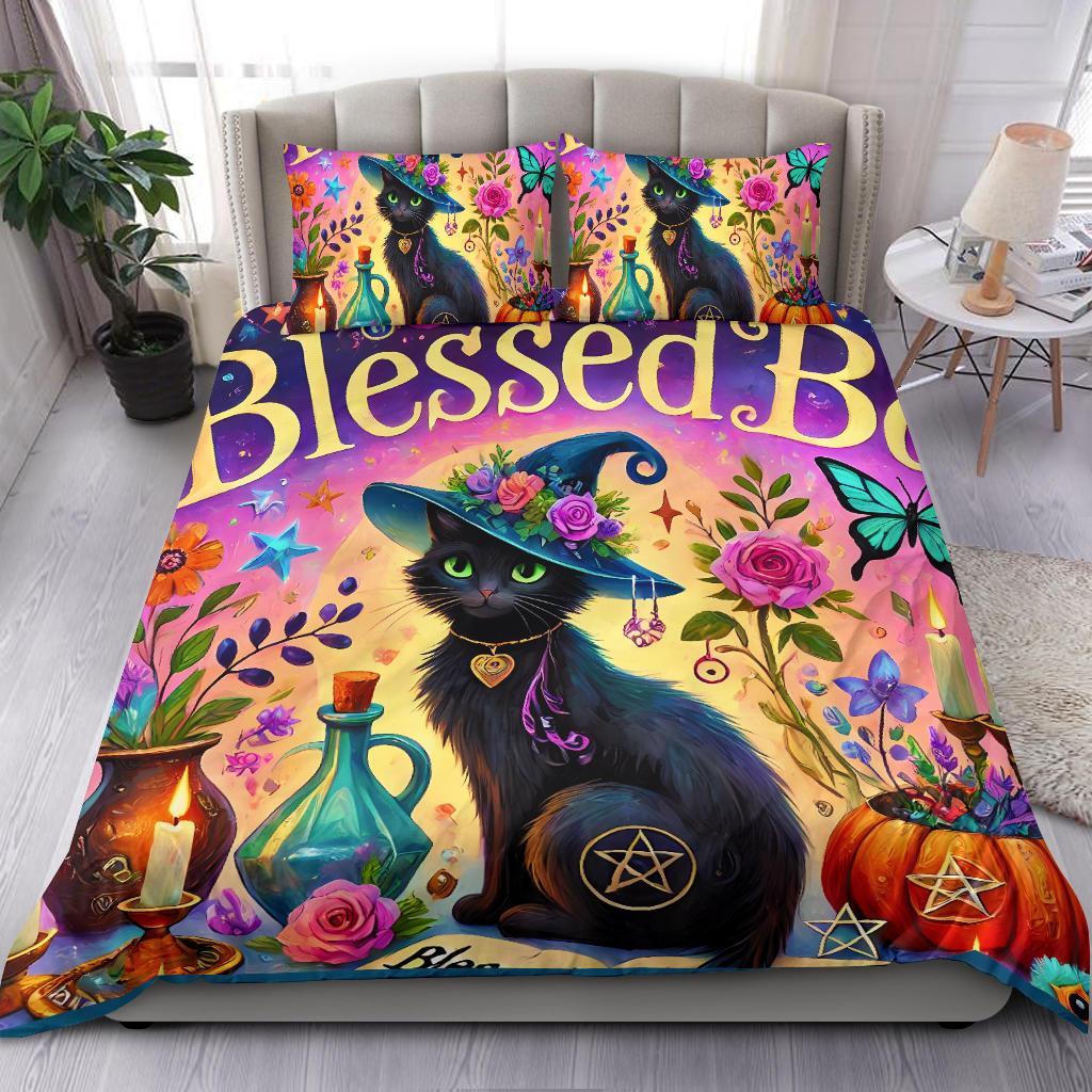 Witchy Black cat Bedding Set Witch Home Decor-MoonChildWorld