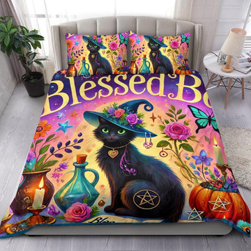 Witchy Black cat Bedding Set Witch Home Decor-MoonChildWorld