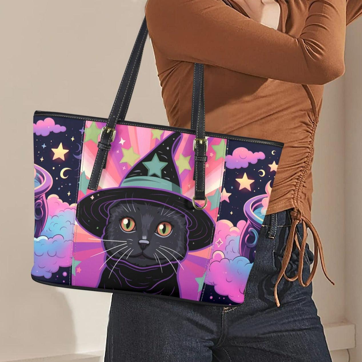 Witchy Black cat Tote Bag-MoonChildWorld