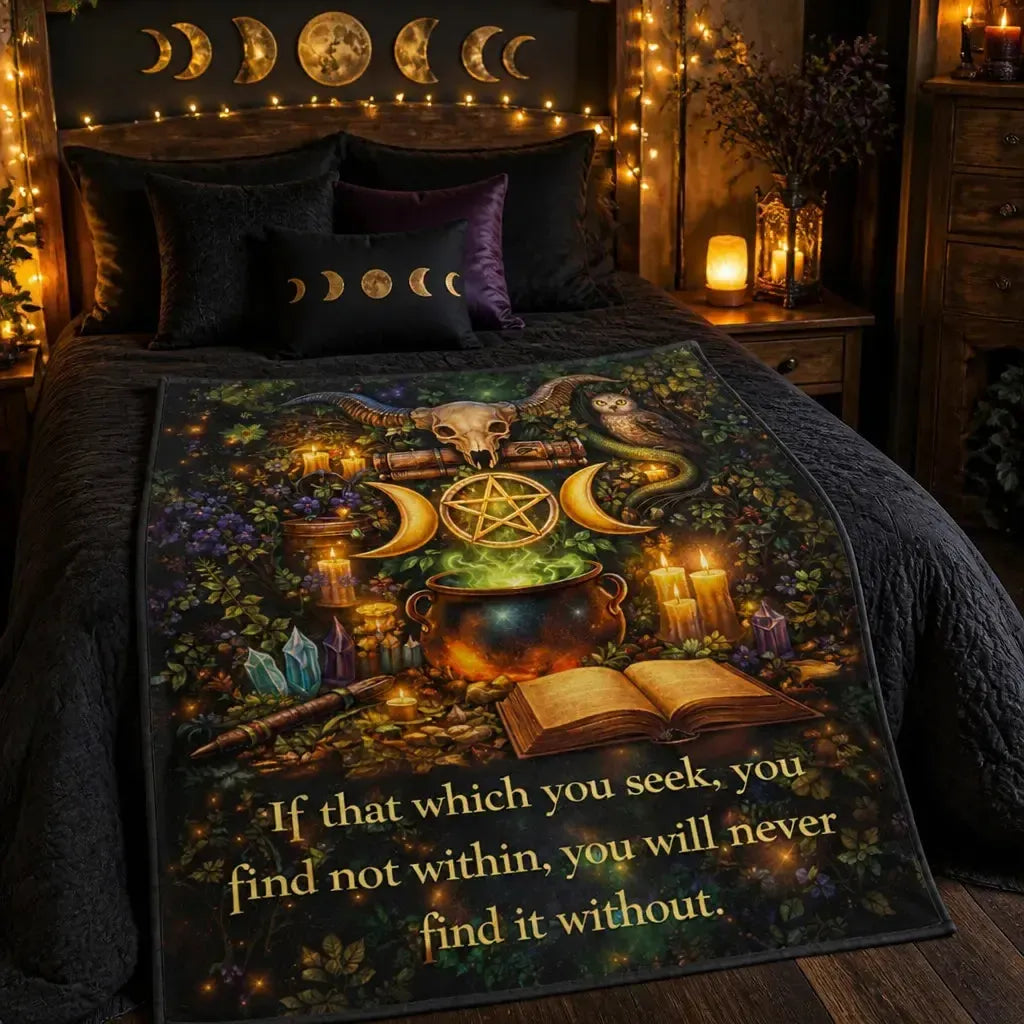 Witchy Blanket with Mystical Symbols - Gothic Blanket for Dark Halloween_mockup_1.webp
