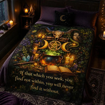 Witchy Blanket with Mystical Symbols - Gothic Blanket for Dark Halloween_mockup_2.webp