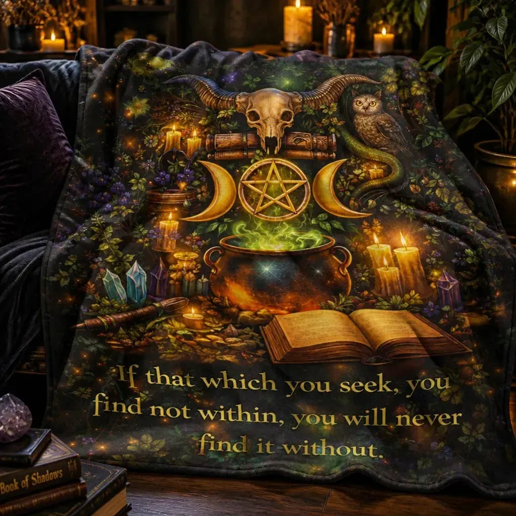 Witchy Blanket with Mystical Symbols - Gothic Blanket for Dark Halloween_mockup_3.webp