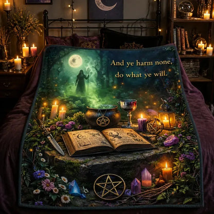 Witchy Blanket with Mystical Symbols - Wicca & Pagan Blanket for Beltane_mockup_2.webp