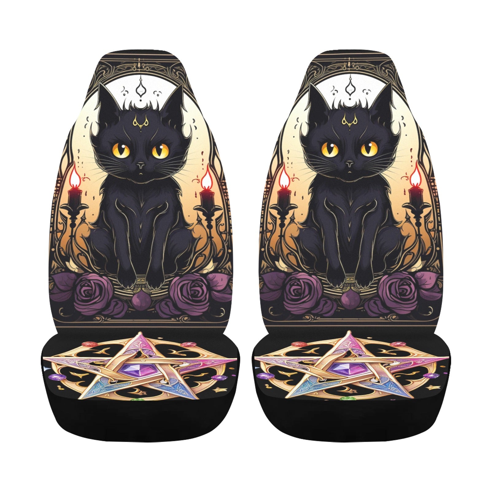 Witchy Cat Pentacle Witchcraft Car Seat Covers-MoonChildWorld