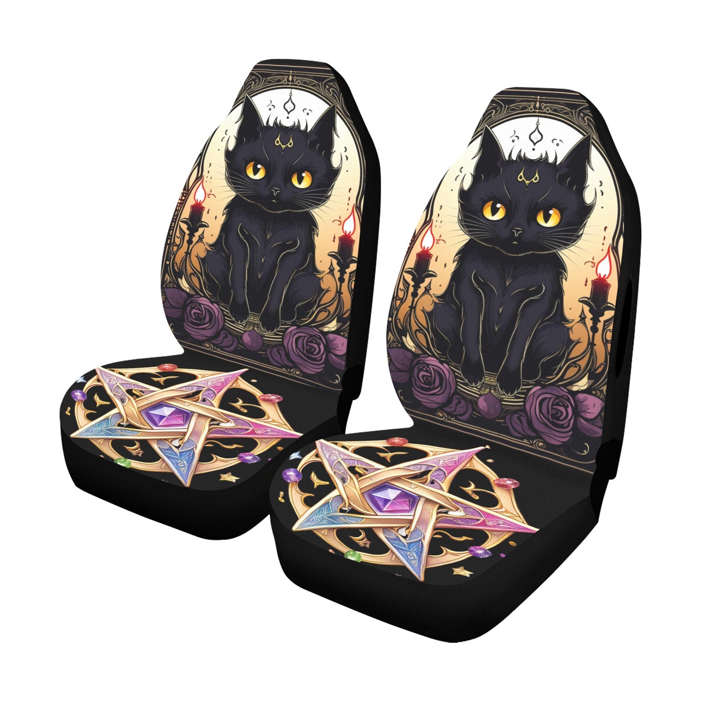 Witchy Cat Pentacle Witchcraft Car Seat Covers-MoonChildWorld