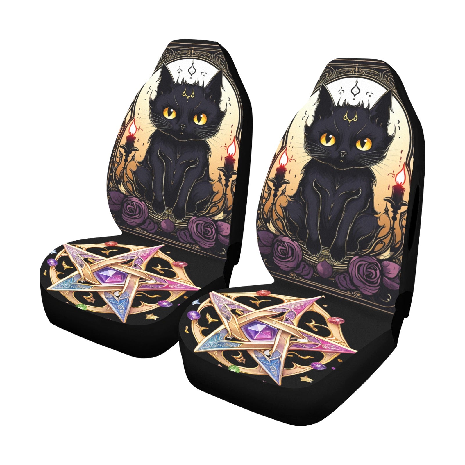Witchy Cat Pentacle Witchcraft Car Seat Covers-MoonChildWorld