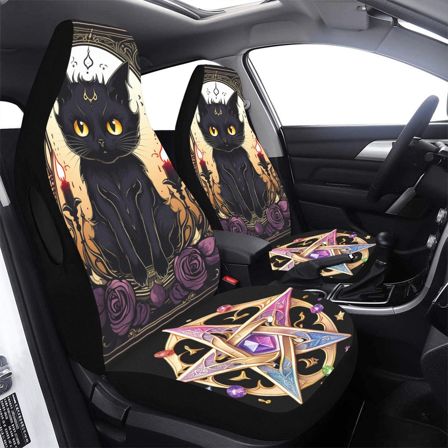 Witchy Cat Pentacle Witchcraft Car Seat Covers-MoonChildWorld