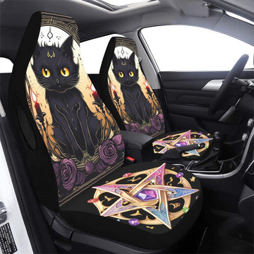 Witchy Cat Pentacle Witchcraft Car Seat Covers-MoonChildWorld