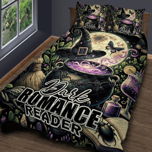 Witchy Cauldron Gothic Quilt Bedding Set for Halloween-MoonChildWorld
