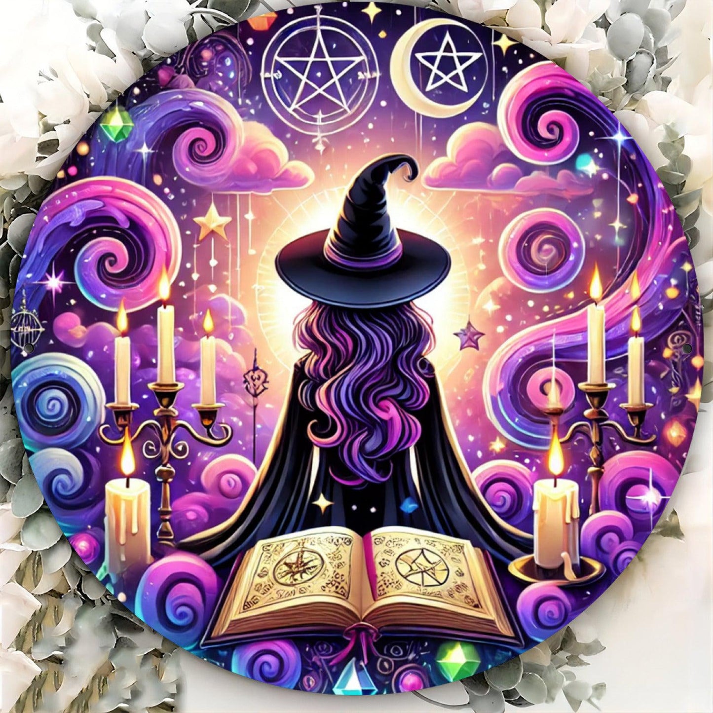Witchy Christmas Wall Decor Mystic Witch Metal Sign for Pagan Yule Home Decorations-MoonChildWorld