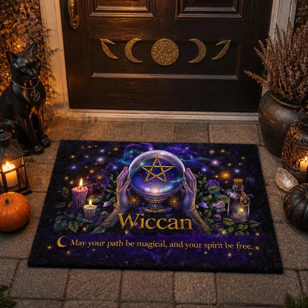 Witchy Crystal Ball Doormat – Spiritual Wicca Welcome Mat for Mystical Home Decor_mockup_1.webp