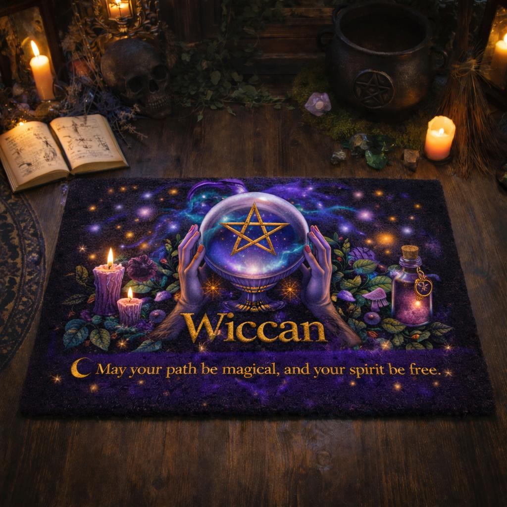 Witchy Crystal Ball Doormat – Spiritual Wicca Welcome Mat for Mystical Home Decor-MoonChildWorld