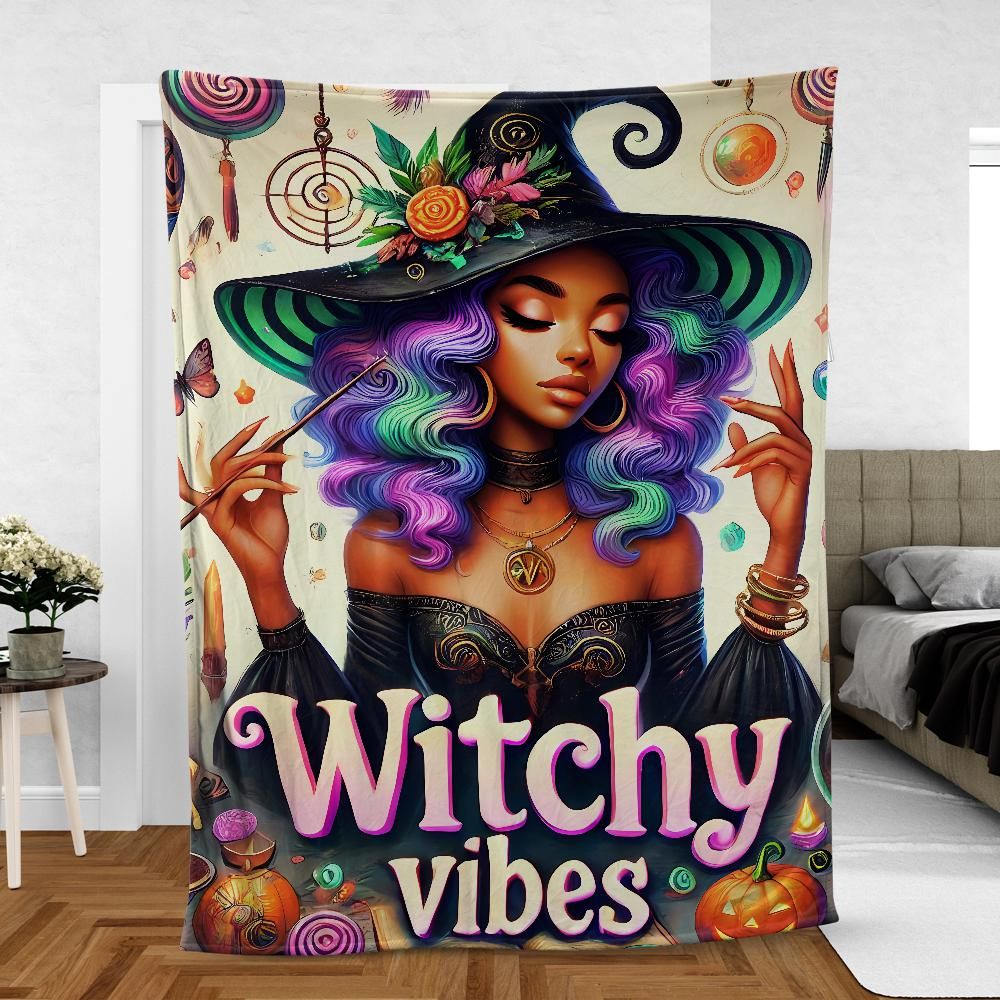Witchy Halloween Blanket – Gothic Pagan Throw for Samhain & Cozy Fall Decor-MoonChildWorld