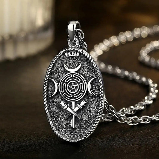 Witchy Hecate Necklace- Wicca Triple Goddess Necklace- 925 Sterling Silver Hecate Wheel Pagan Goddess Necklace-Witchcraft Jewelry-MoonChildWorld