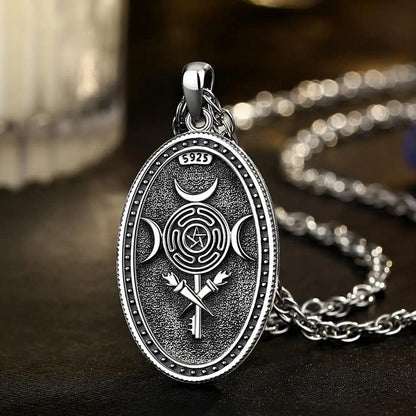 Witchy Hecate Necklace- Wicca Triple Goddess Necklace- 925 Sterling Silver Hecate Wheel Pagan Goddess Necklace-Witchcraft Jewelry-MoonChildWorld