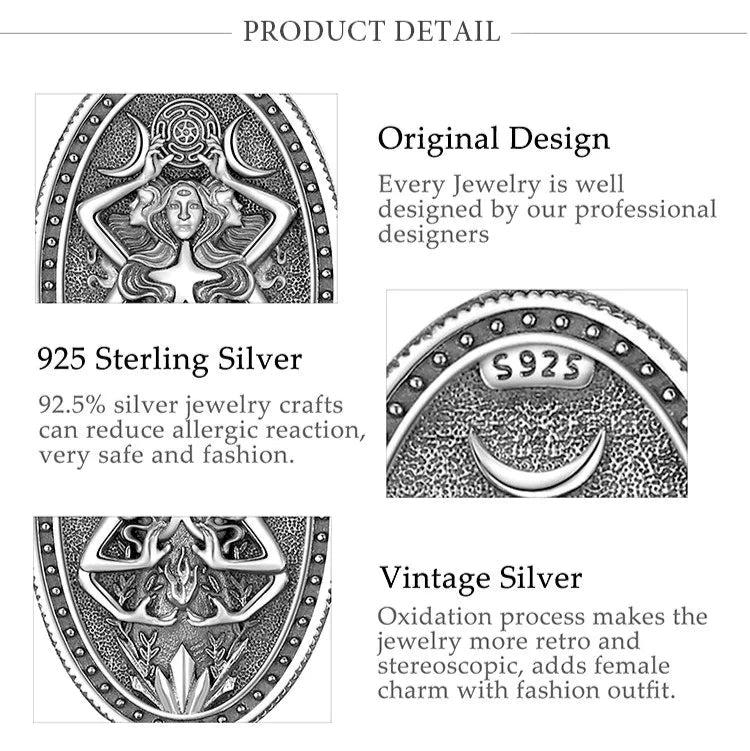 Witchy Hecate Necklace- Wicca Triple Goddess Necklace- 925 Sterling Silver Hecate Wheel Pagan Goddess Necklace-Witchcraft Jewelry-MoonChildWorld