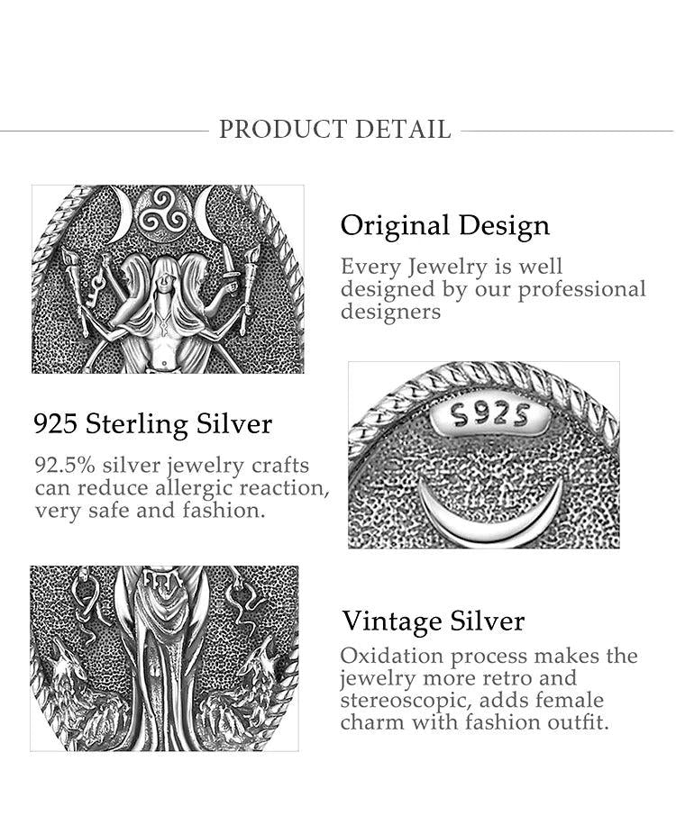 Witchy Hecate Necklace- Wicca Triple Goddess Necklace- 925 Sterling Silver Hekate Wheel Pagan Goddess Necklace-Witchcraft Jewelry-MoonChildWorld