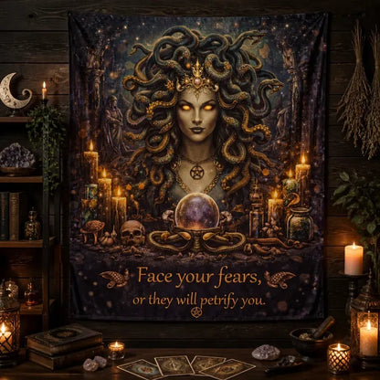 Witchy Medusa Goddess Tapestry Gothic Occult Pagan Wall Hanging_mockup_2.webp