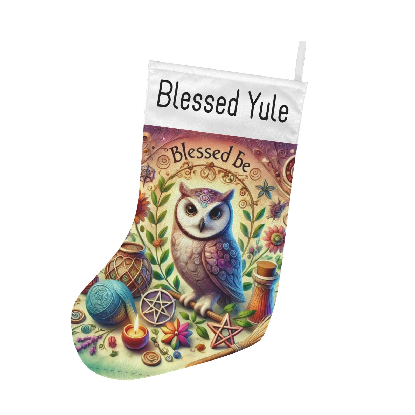 Witchy Mystic Owl Wicca Christmas Stocking for Yule Decorations-MoonChildWorld