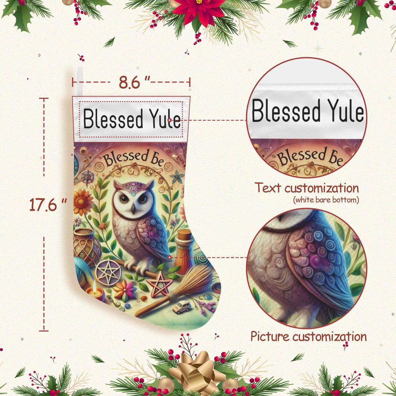 Witchy Mystic Owl Wicca Christmas Stocking for Yule Decorations-MoonChildWorld
