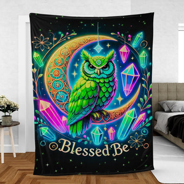 Witchy Owl Blanket – Enchanted Pagan Home Decor for Mystical Ambiance-MoonChildWorld