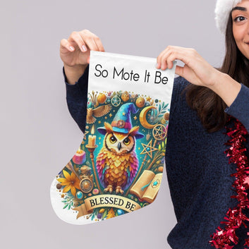 Witchy Owl Christmas Stocking for Yule Decorations-MoonChildWorld