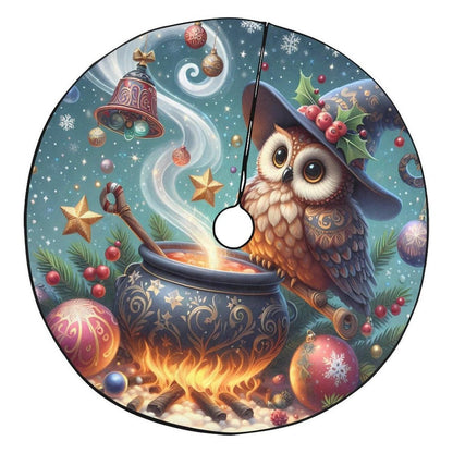 Witchy Owl Christmas Tree Skirt for Yule Decorations-MoonChildWorld