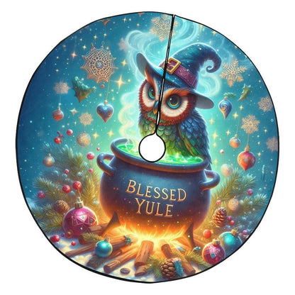 Witchy Owl Christmas Tree Skirt for Yule Decorations-MoonChildWorld