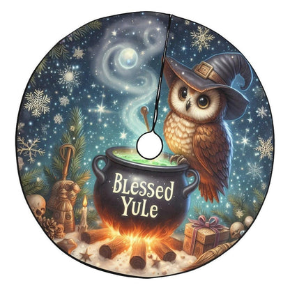 Witchy Owl Christmas Tree Skirt for Yule Decorations-MoonChildWorld