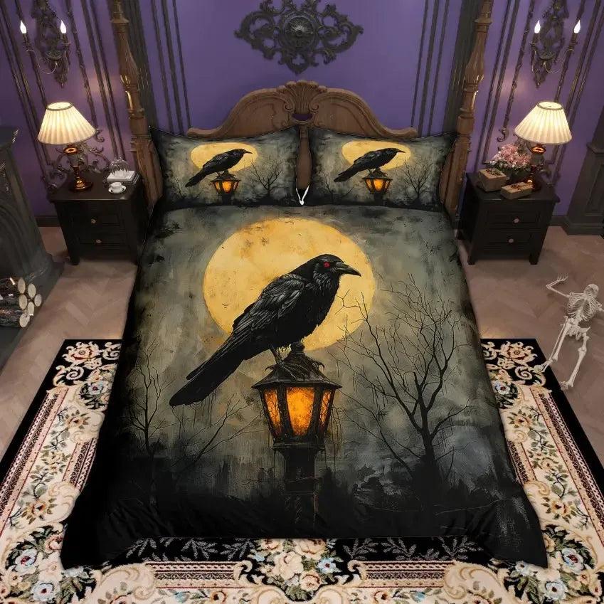 Witchy Raven Bedding Set Black Crow Gothic Bedding Set for Halloween-MoonChildWorld
